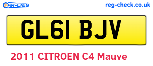 GL61BJV are the vehicle registration plates.