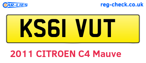 KS61VUT are the vehicle registration plates.