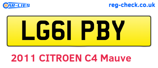 LG61PBY are the vehicle registration plates.