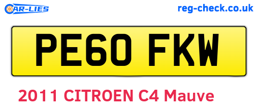 PE60FKW are the vehicle registration plates.