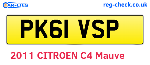 PK61VSP are the vehicle registration plates.