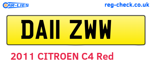 DA11ZWW are the vehicle registration plates.