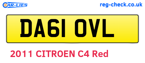 DA61OVL are the vehicle registration plates.