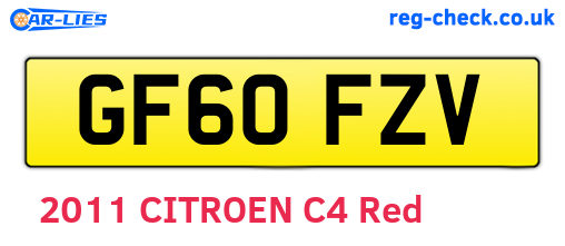 GF60FZV are the vehicle registration plates.