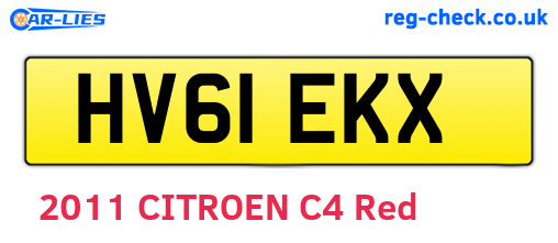HV61EKX are the vehicle registration plates.
