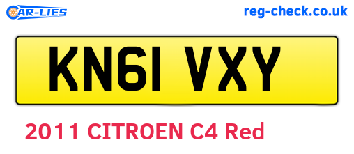 KN61VXY are the vehicle registration plates.