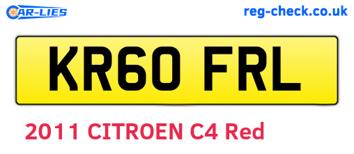 KR60FRL are the vehicle registration plates.