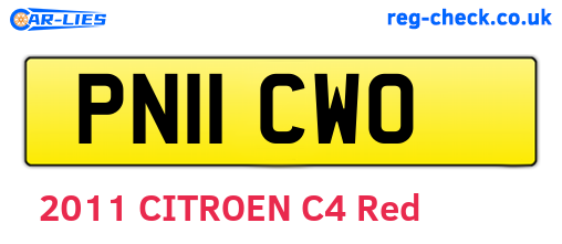 PN11CWO are the vehicle registration plates.