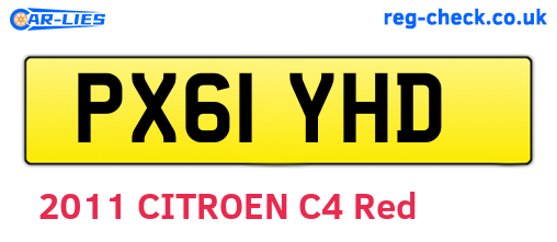 PX61YHD are the vehicle registration plates.