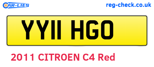 YY11HGO are the vehicle registration plates.