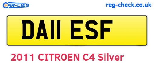 DA11ESF are the vehicle registration plates.