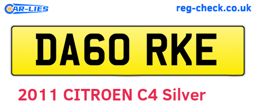 DA60RKE are the vehicle registration plates.