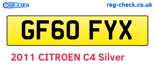GF60FYX are the vehicle registration plates.