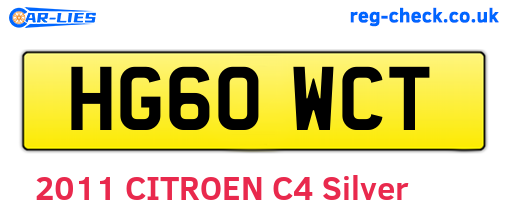HG60WCT are the vehicle registration plates.