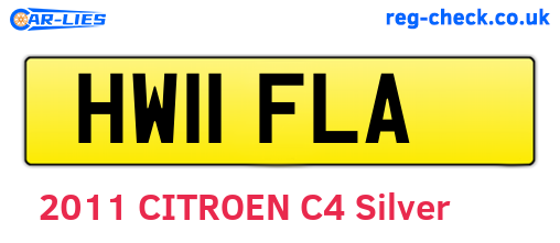 HW11FLA are the vehicle registration plates.