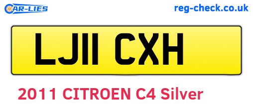 LJ11CXH are the vehicle registration plates.