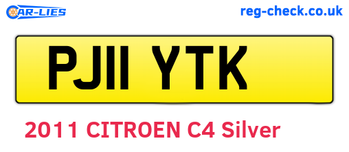 PJ11YTK are the vehicle registration plates.