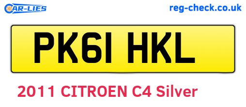 PK61HKL are the vehicle registration plates.