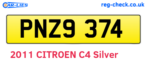 PNZ9374 are the vehicle registration plates.