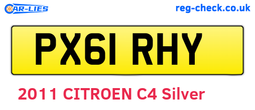 PX61RHY are the vehicle registration plates.