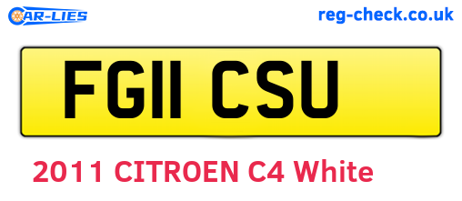 FG11CSU are the vehicle registration plates.