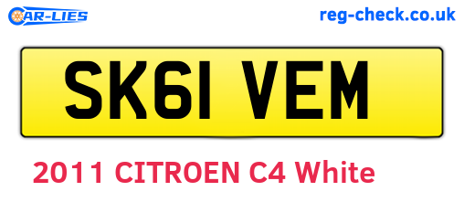 SK61VEM are the vehicle registration plates.