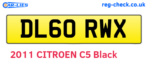 DL60RWX are the vehicle registration plates.