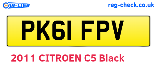PK61FPV are the vehicle registration plates.