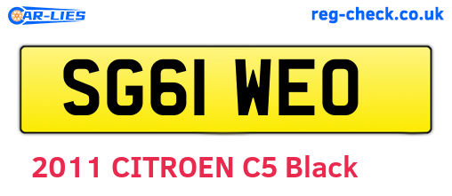 SG61WEO are the vehicle registration plates.