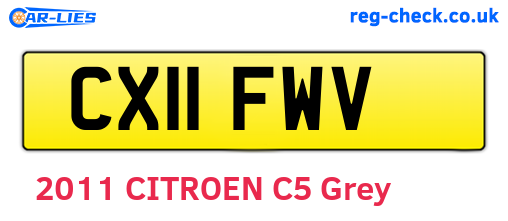 CX11FWV are the vehicle registration plates.