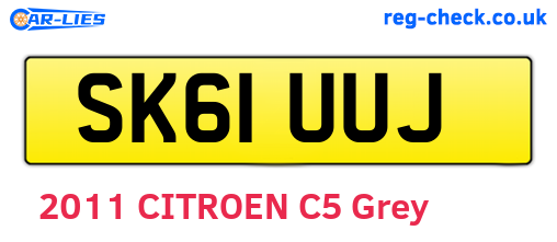 SK61UUJ are the vehicle registration plates.