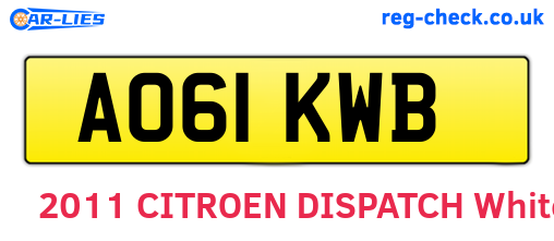 AO61KWB are the vehicle registration plates.