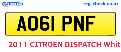 AO61PNF are the vehicle registration plates.