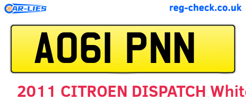 AO61PNN are the vehicle registration plates.
