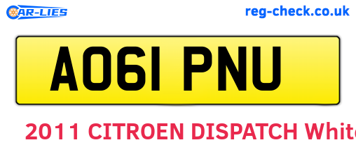 AO61PNU are the vehicle registration plates.