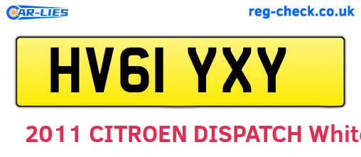 HV61YXY are the vehicle registration plates.