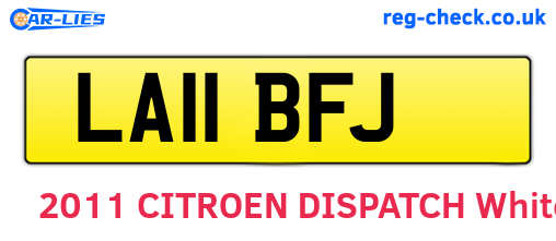LA11BFJ are the vehicle registration plates.