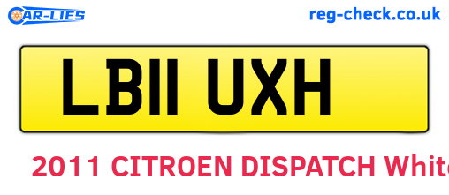 LB11UXH are the vehicle registration plates.