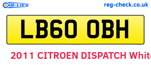 LB60OBH are the vehicle registration plates.