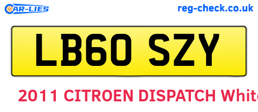 LB60SZY are the vehicle registration plates.