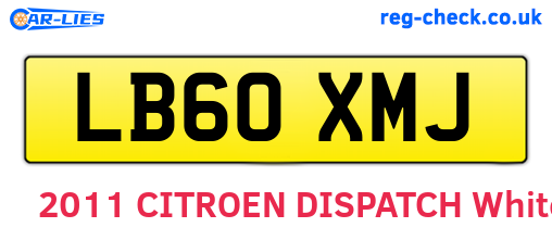 LB60XMJ are the vehicle registration plates.