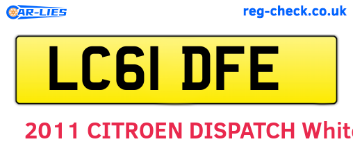 LC61DFE are the vehicle registration plates.