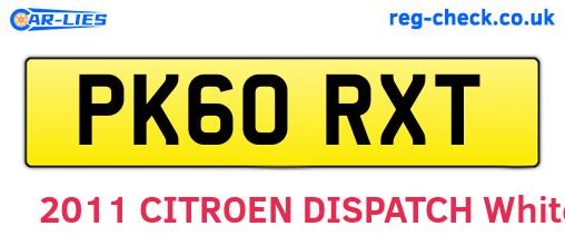 PK60RXT are the vehicle registration plates.