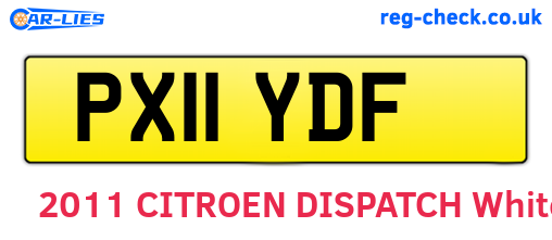 PX11YDF are the vehicle registration plates.
