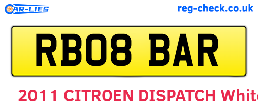 RB08BAR are the vehicle registration plates.