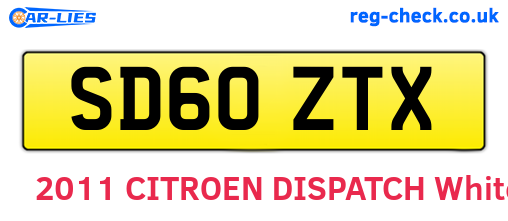 SD60ZTX are the vehicle registration plates.