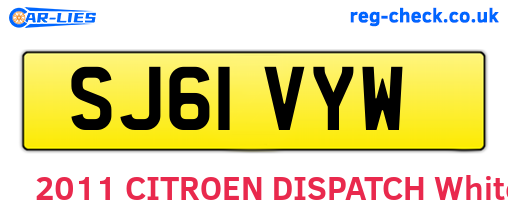 SJ61VYW are the vehicle registration plates.