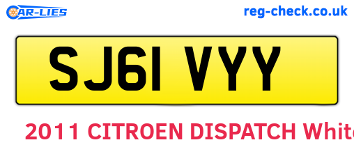 SJ61VYY are the vehicle registration plates.