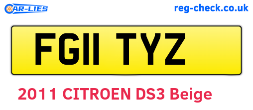 FG11TYZ are the vehicle registration plates.