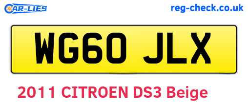 WG60JLX are the vehicle registration plates.